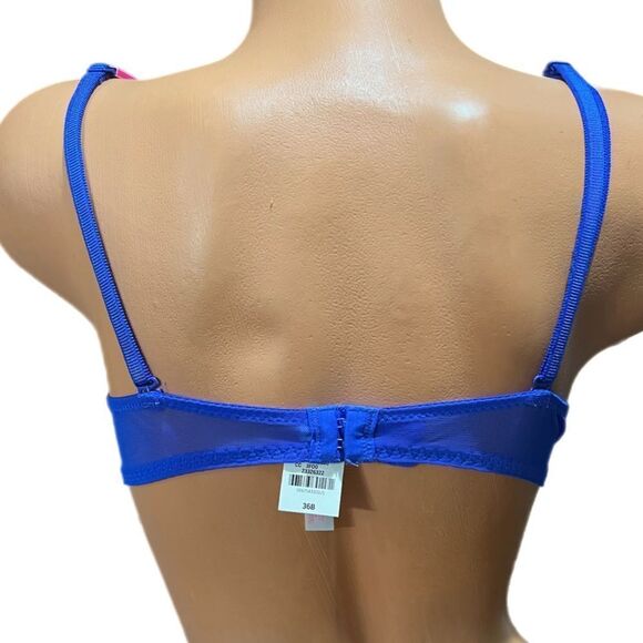 Victoria’s Secret Pink Unlined Underwire floral lace bra blue 34D - Picture 6 of 7